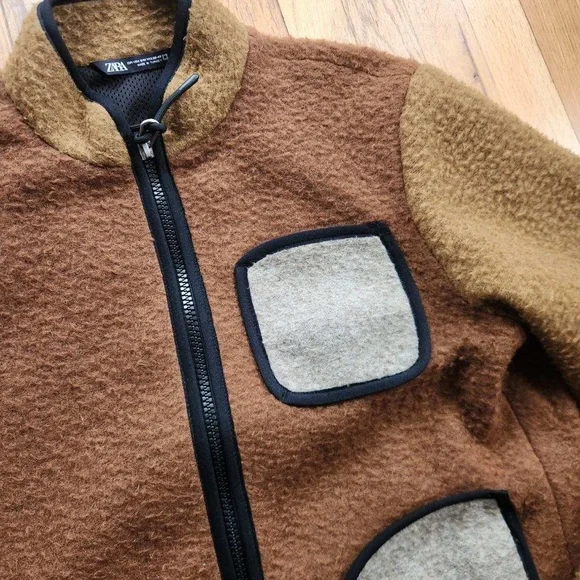Zara brown fleece zip up - Picture 3 of 4